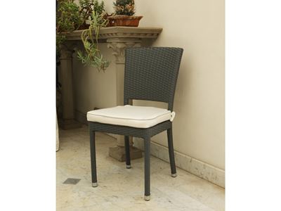 Serie di Sei Sedie da Giardino in Rattan Sintetico Grigio