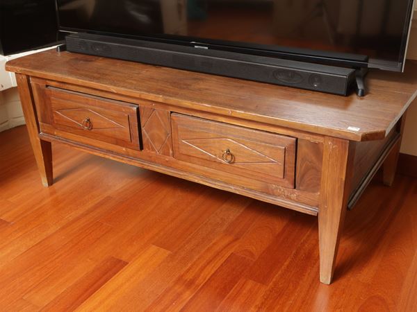 Rustic low coffee table in soft wood