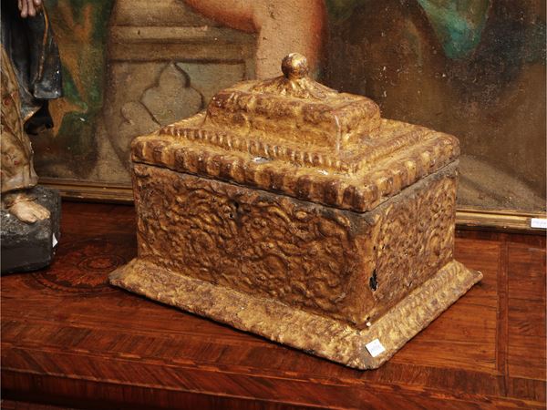 Wooden box and golden tablet