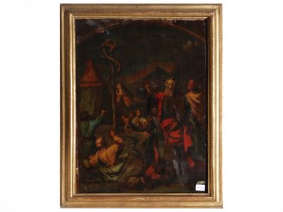 Adorazione del serpente, L'arca di Noè, Susanna e i vecchioni, Abramo e Melchisedec, tecnica mist...