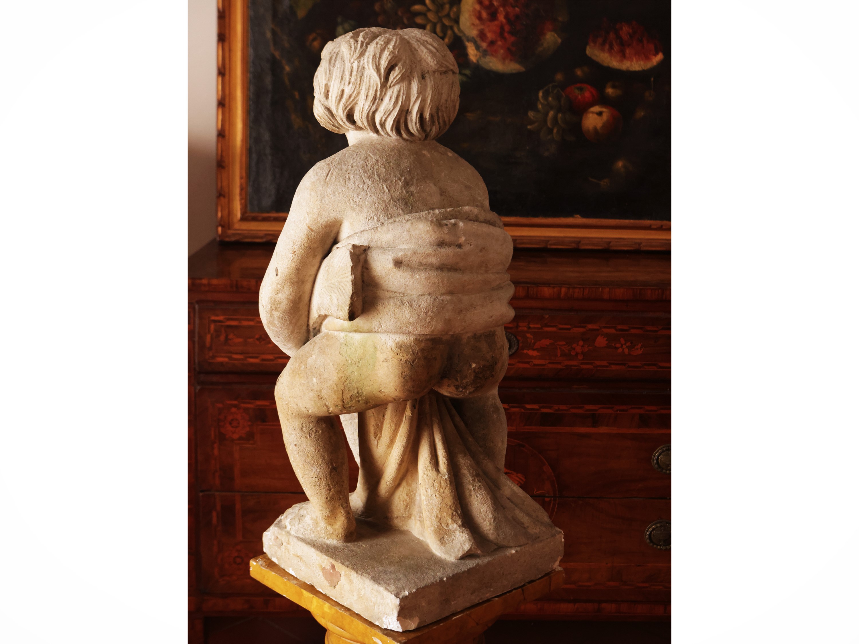 Scuola Toscana del XVII Secolo - Putto a Grottesca con Delfino Barocco