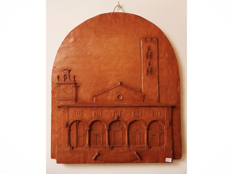Placca Centinata a Bassorilievo in Terracotta