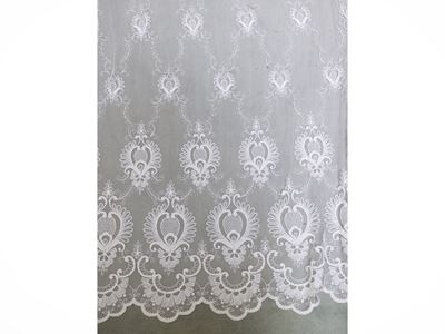 Tende in pizzo bianco e tulle, set di tre pezzi