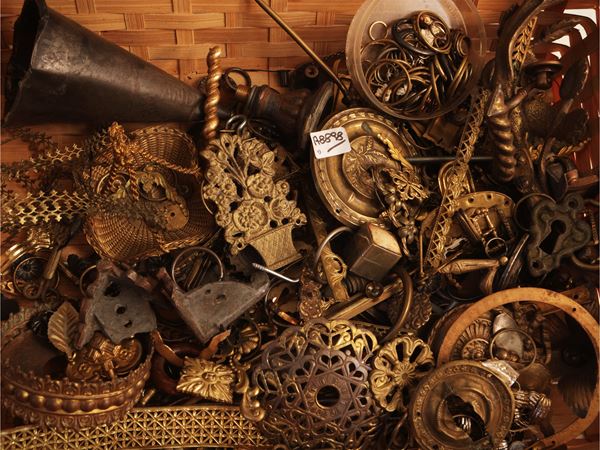 Assortment of metal plates, details and handles