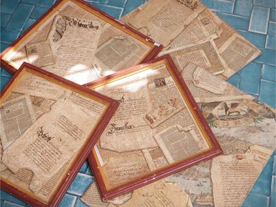 Cinque composizioni a trompe-l'oeil, tecniche miste su cartone
