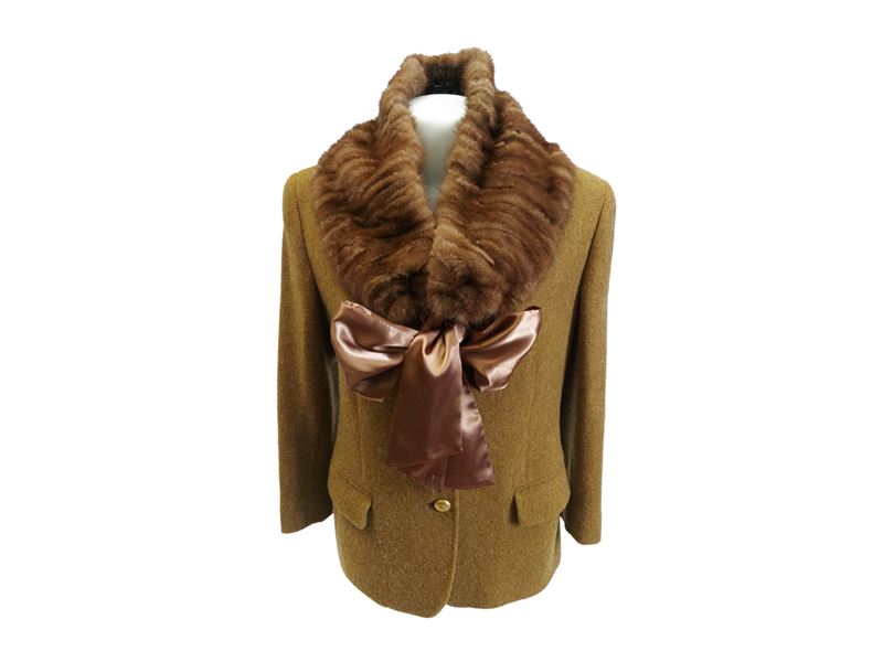 Luisa Spagnoli - Collo in visone con finiture in raso