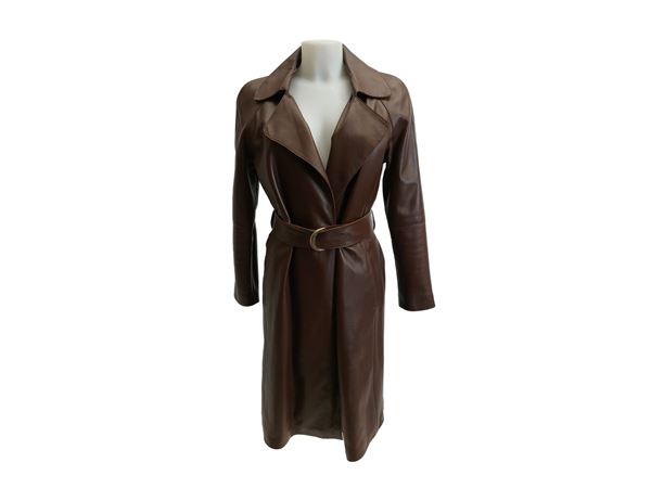 Luisa Spagnoli - Cappotto in pelle marrone