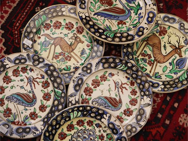 Series of six ceramic parade plates