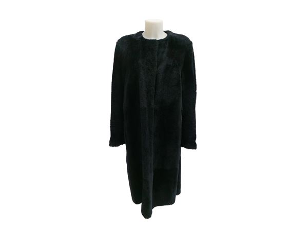 'S Max Mara- Cappotto in montone blu notte