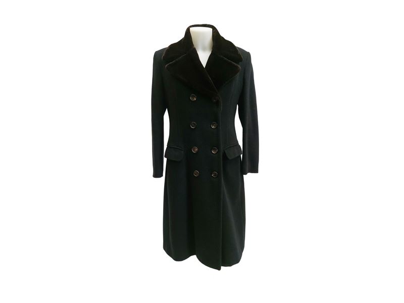 New York Industrie, Cappotto in panno nero, modello avvitato, tg 42