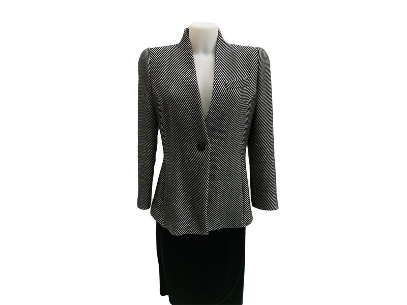 Giorgio Armani - Giacca in lana spigata bianca e nera