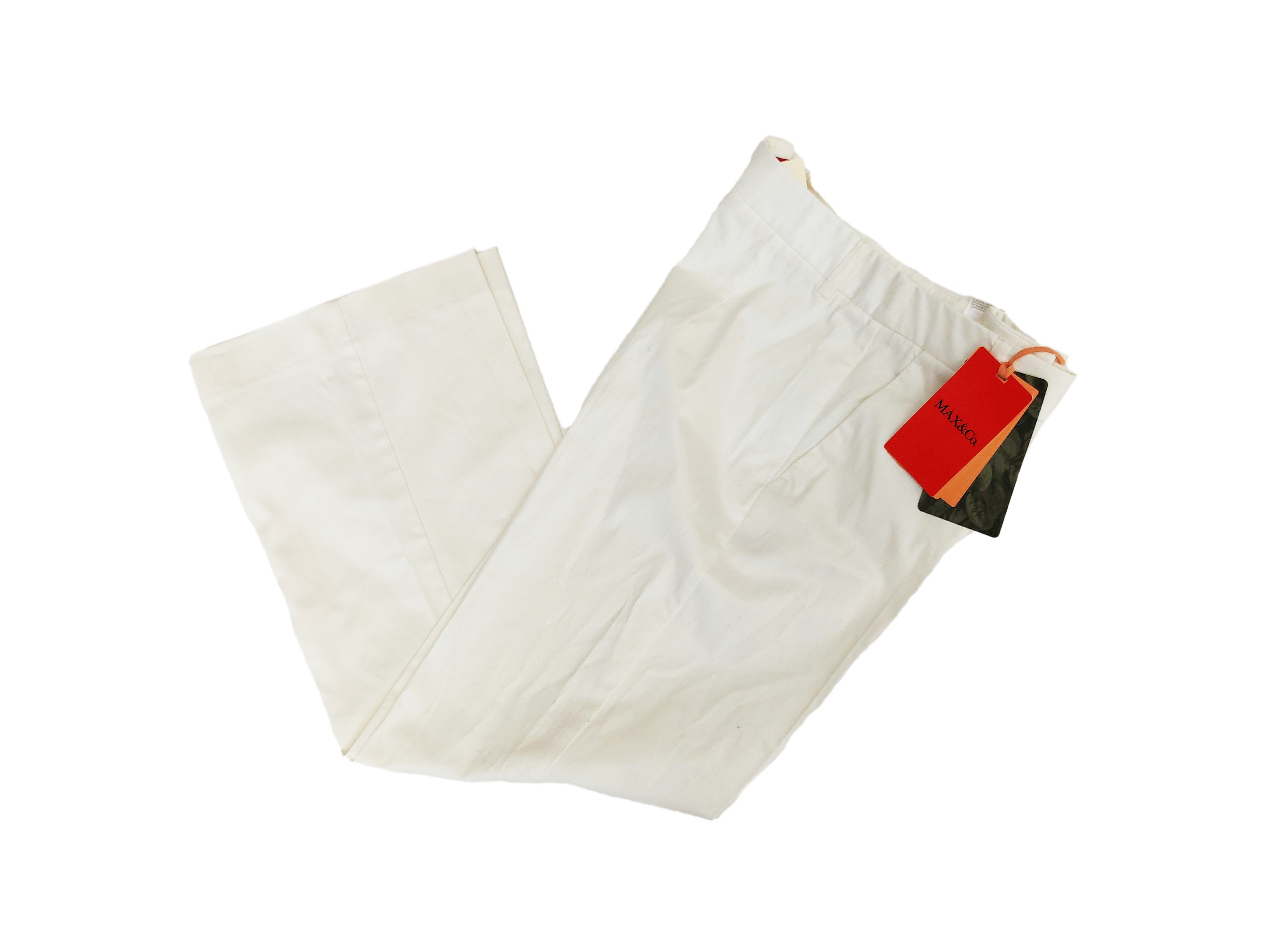Moschino, Maglia in lana nera con stampa su seta e Max&Co, Pantaloni bianchi in cotone tg 46