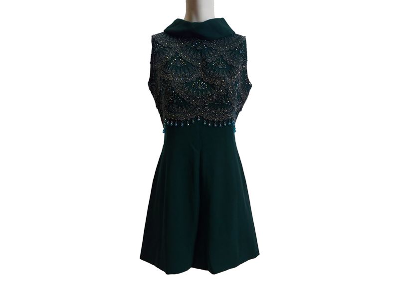 Tubino da sera sartoriale in lana verde ottanio