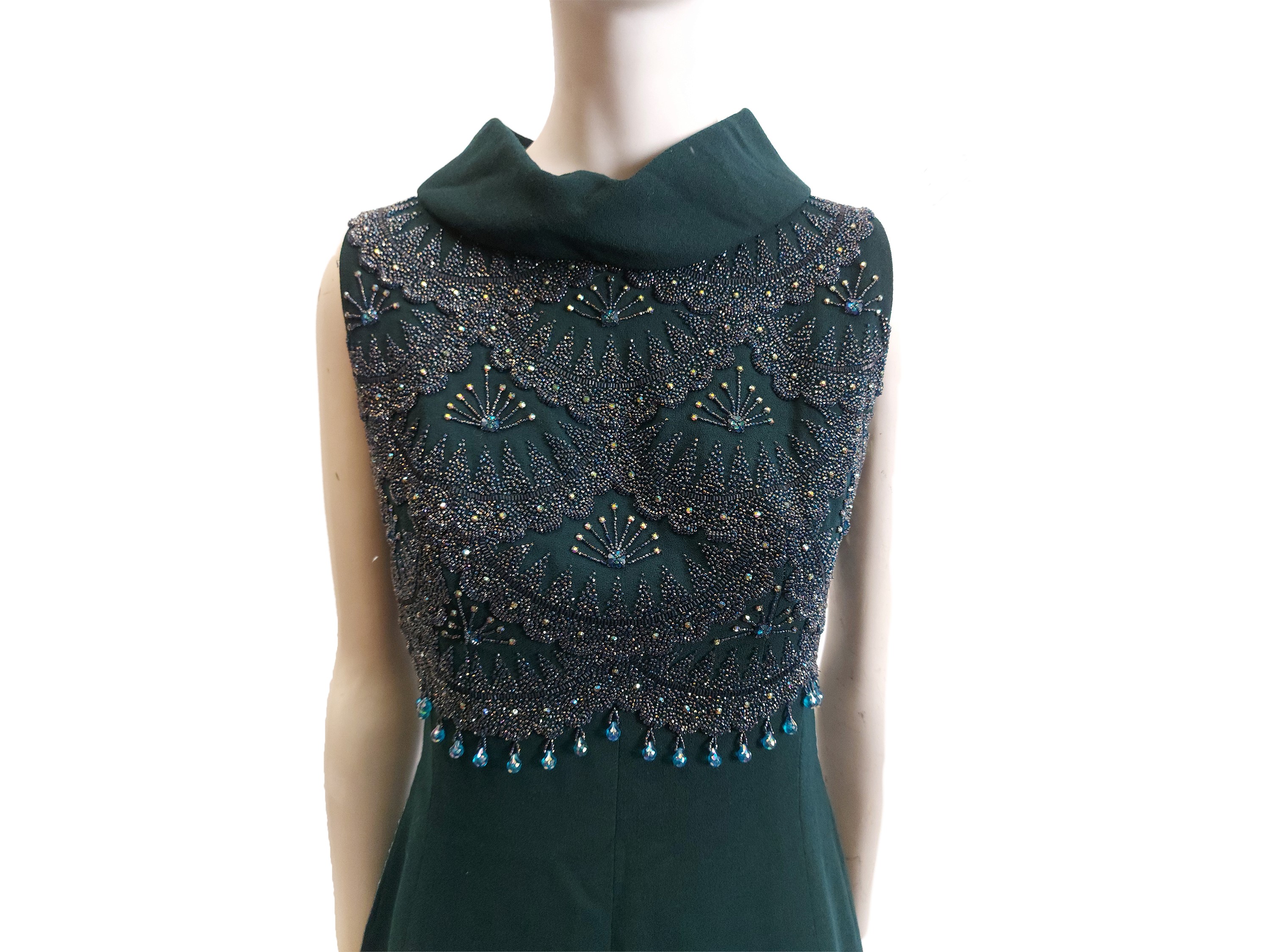 Tubino da sera sartoriale in lana verde ottanio