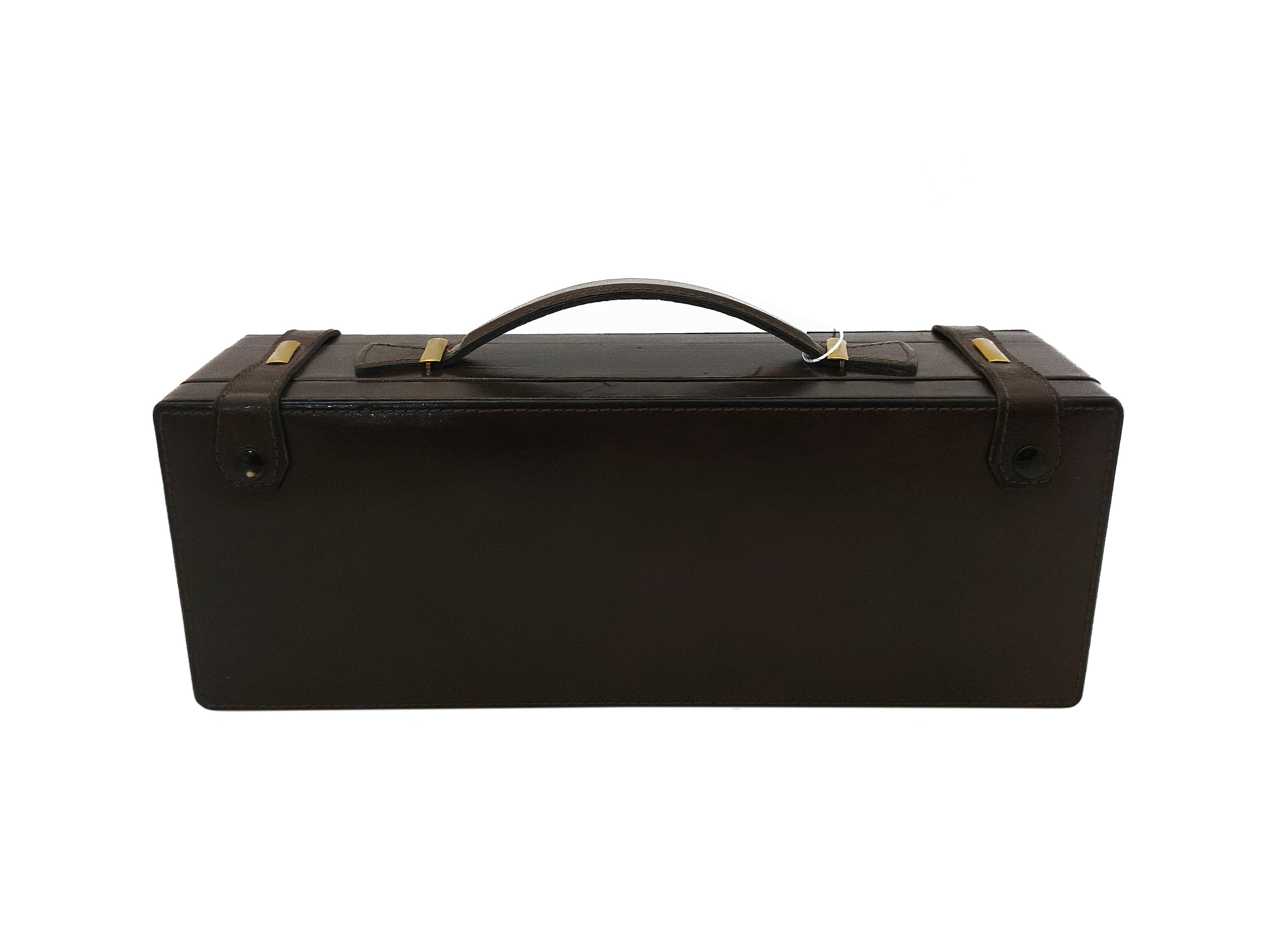Necessaire da Viaggio Rigido in Pelle Marrone