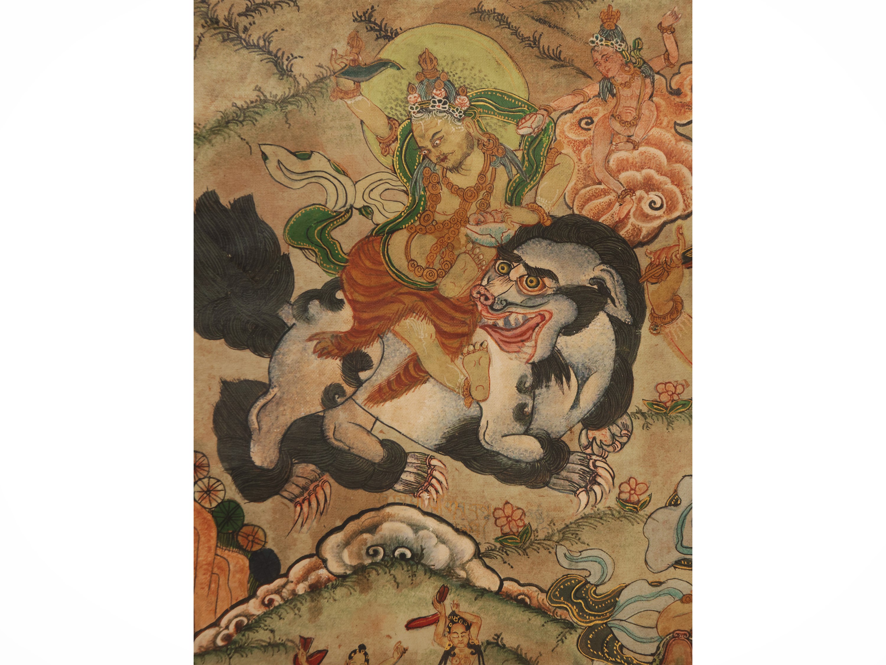 Gruppo di sette thangka, Tibet, sec. XVIII–XIX, pigmento minerale su tessuto