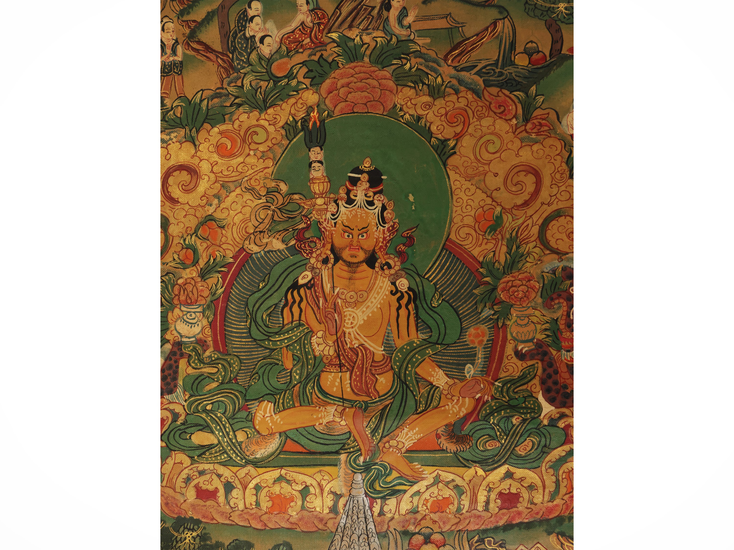 Gruppo di sette thangka, Tibet, sec. XVIII–XIX, pigmento minerale su tessuto