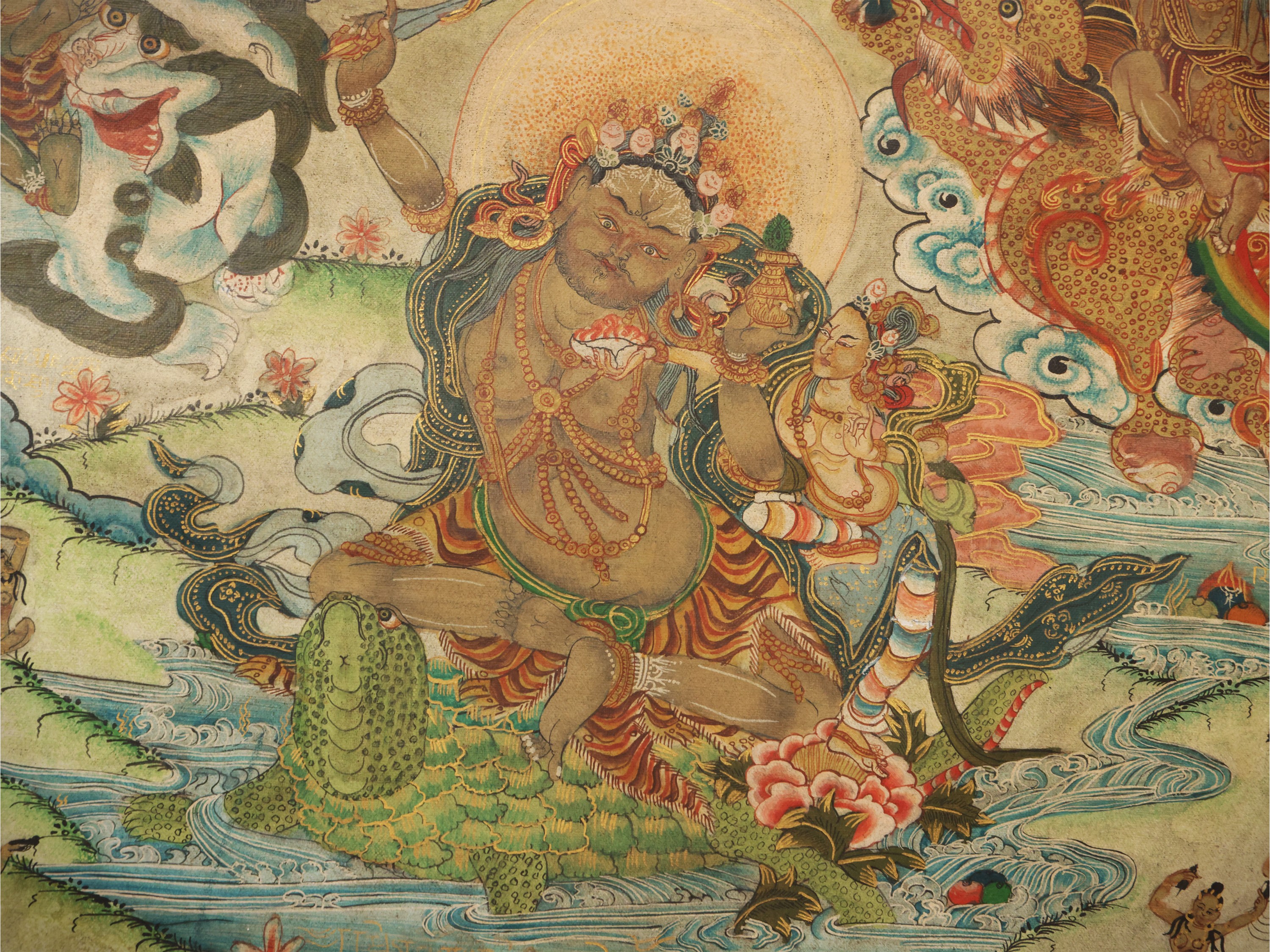 Gruppo di sette thangka, Tibet, sec. XVIII–XIX, pigmento minerale su tessuto