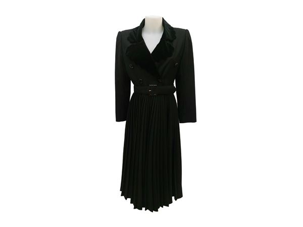 Tailored manteau robe in black wool