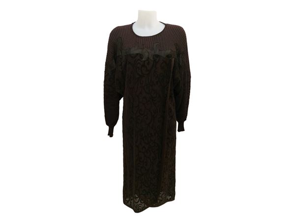 Bronze and lurex knit dress