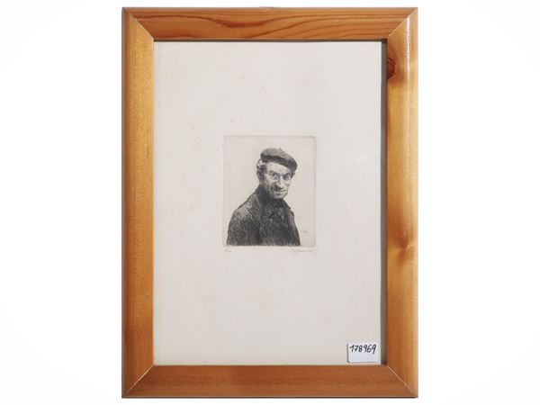 Daniel Graves - Ritratto di uomo con basco 1981