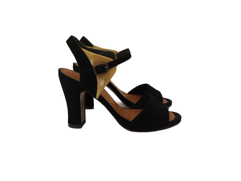 Chie Mihara - Sandali in suede nero e oro
