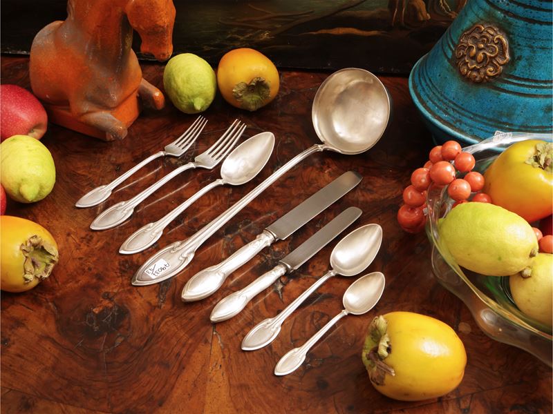 Servizio di posate in argento di gusto Art Nouveau