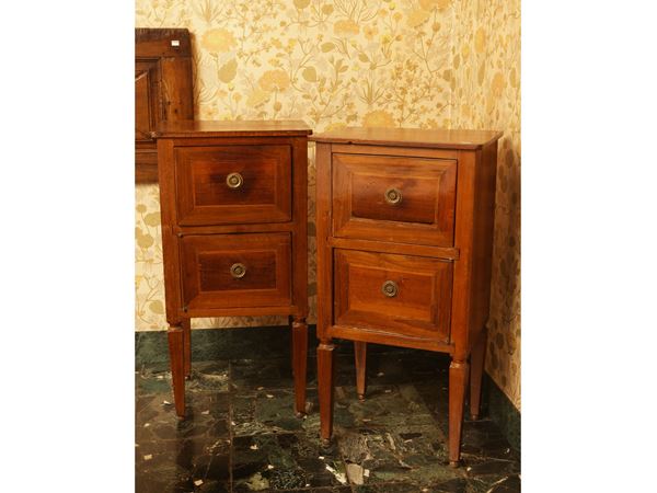 Pair of walnut bedside tables