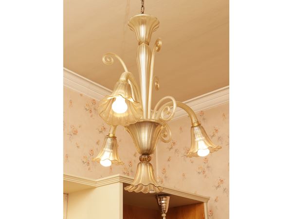 Smoked ribbed glass chandelier