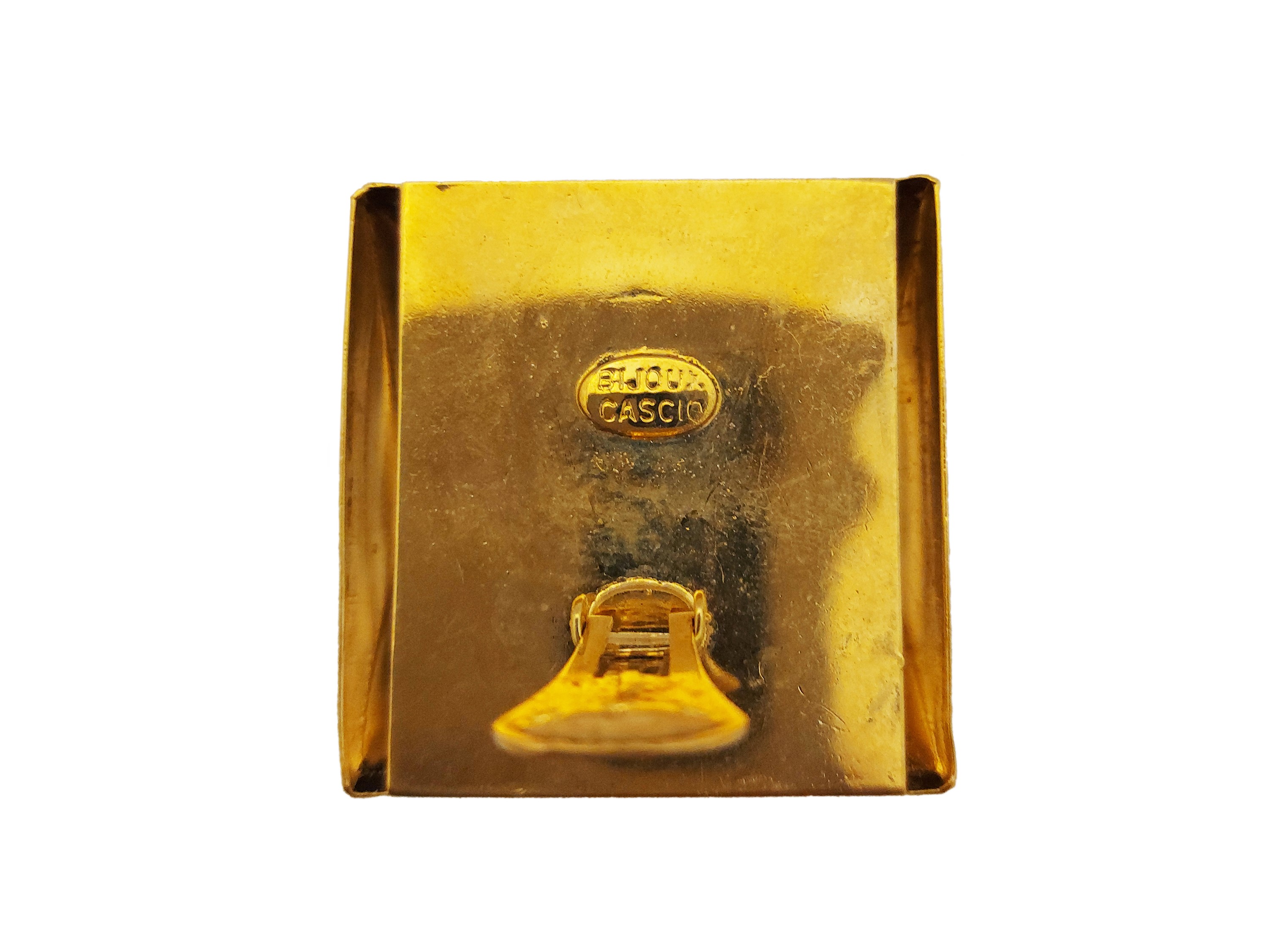 Cascio, Orecchini a clip in metallo golden tone, forma quadrata