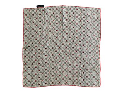 Gucci, Foulard in seta con motivo monogram e cuori