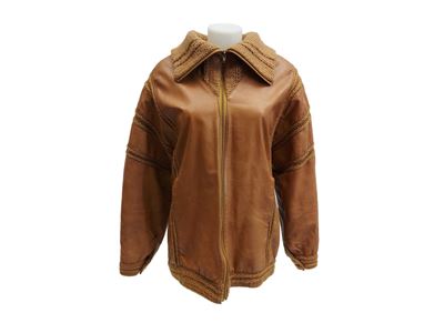 Roberta di Camerino, Giacca in pelle color miele con fodera in maglia