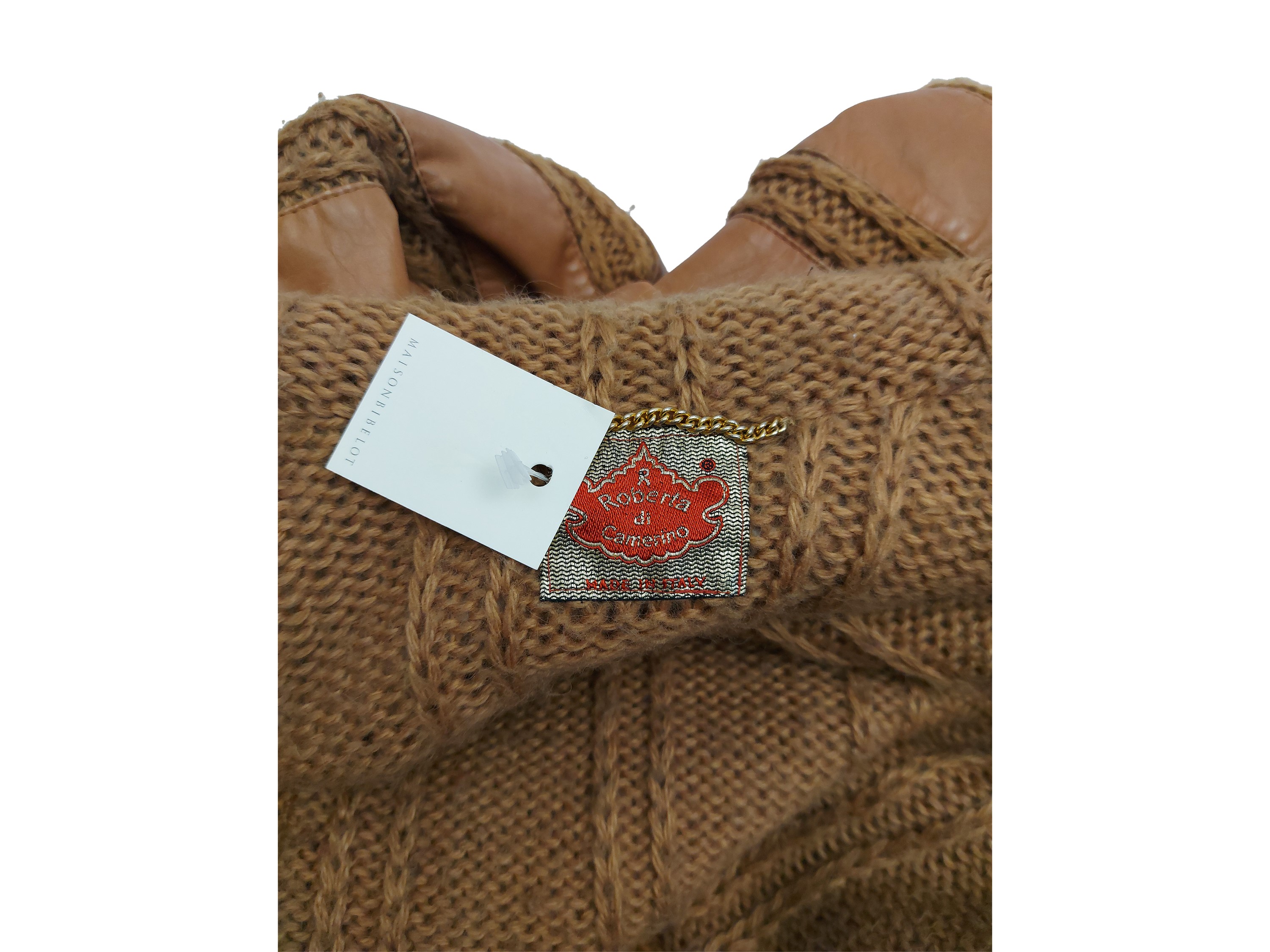 Roberta di Camerino, Giacca in pelle color miele con fodera in maglia