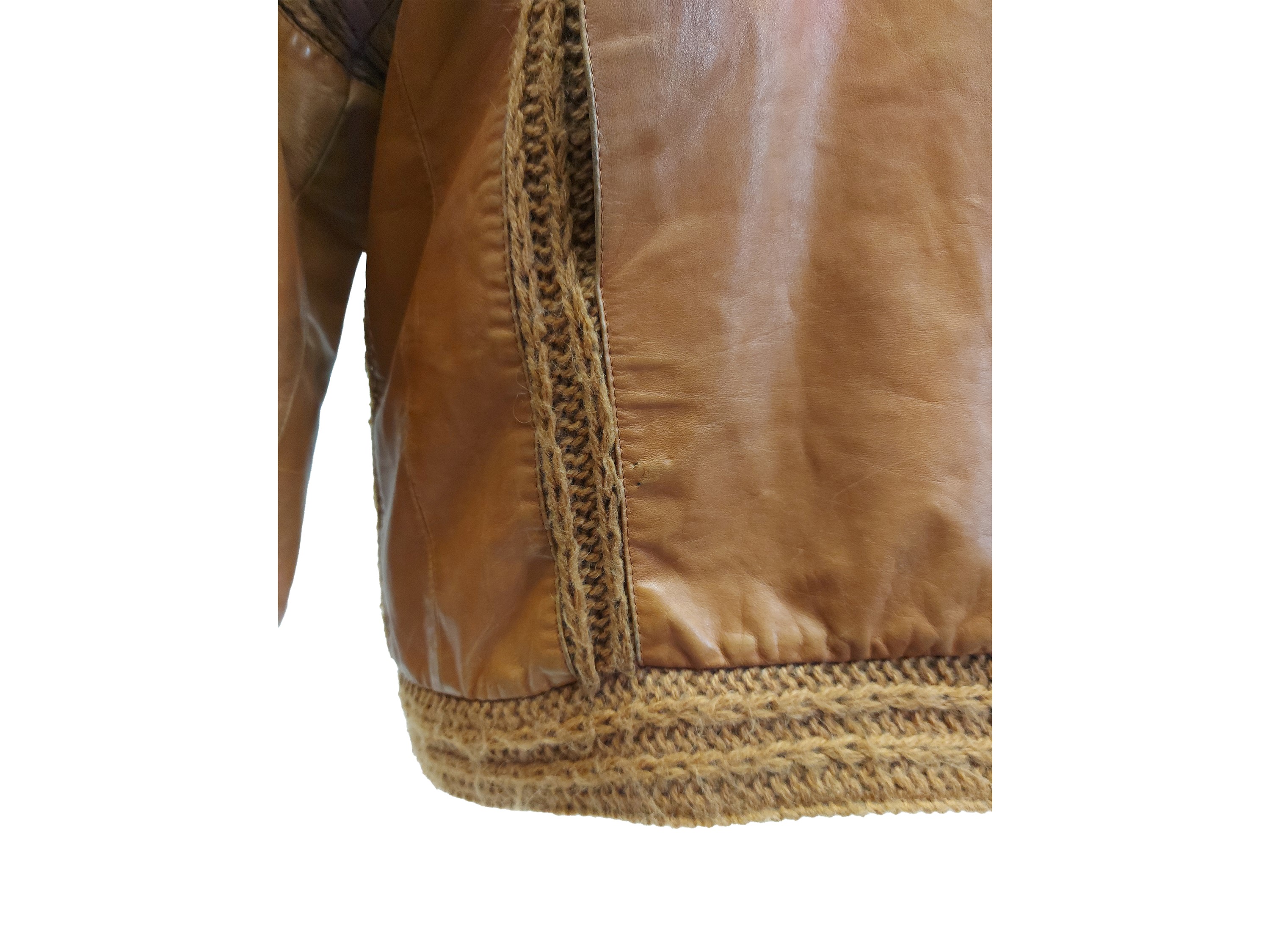 Roberta di Camerino, Giacca in pelle color miele con fodera in maglia
