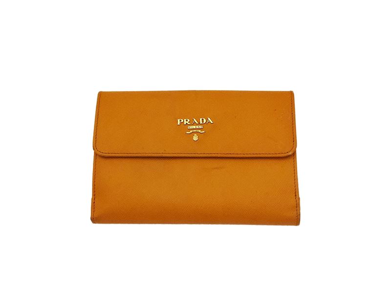 Prada - Portafogli in pelle saffiano color ambra