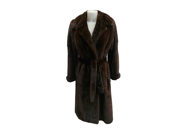 Cappotto in pelliccia di visone marrone