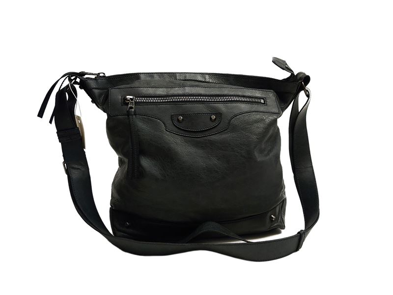 Balenciaga - Borsa Courier in pelle grigia
