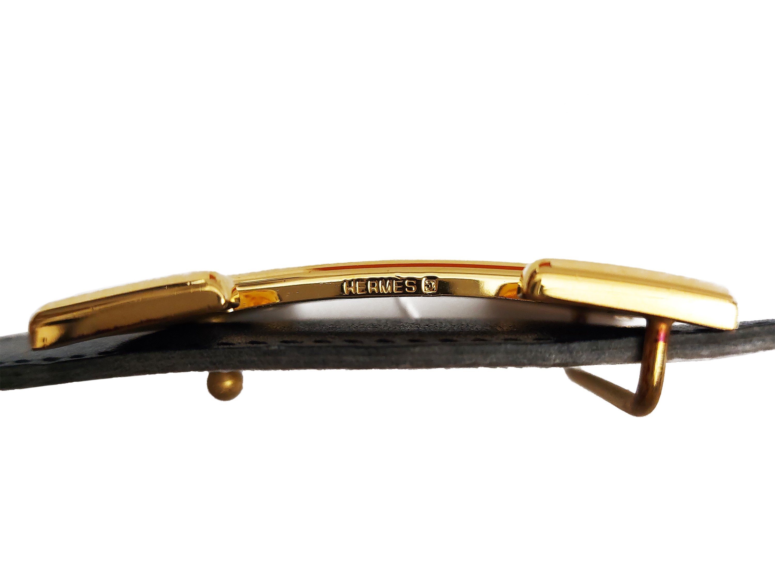 Hermès - Cintura in vitello reversibile nera/bianca