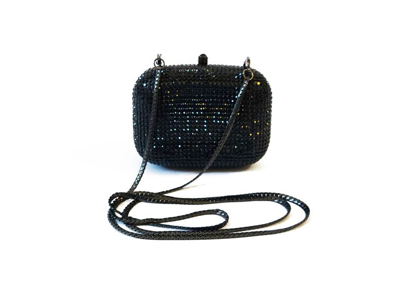 Clutch in strass neri