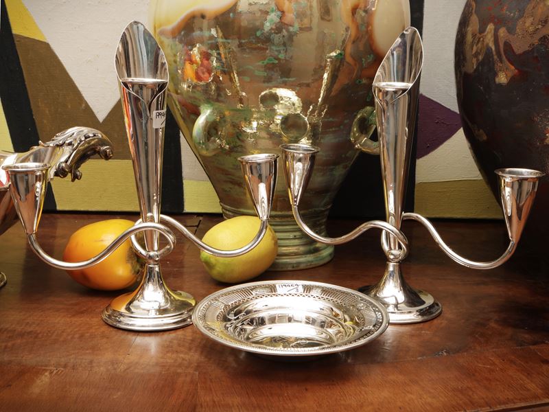 Coppia di candelabri in argento 925