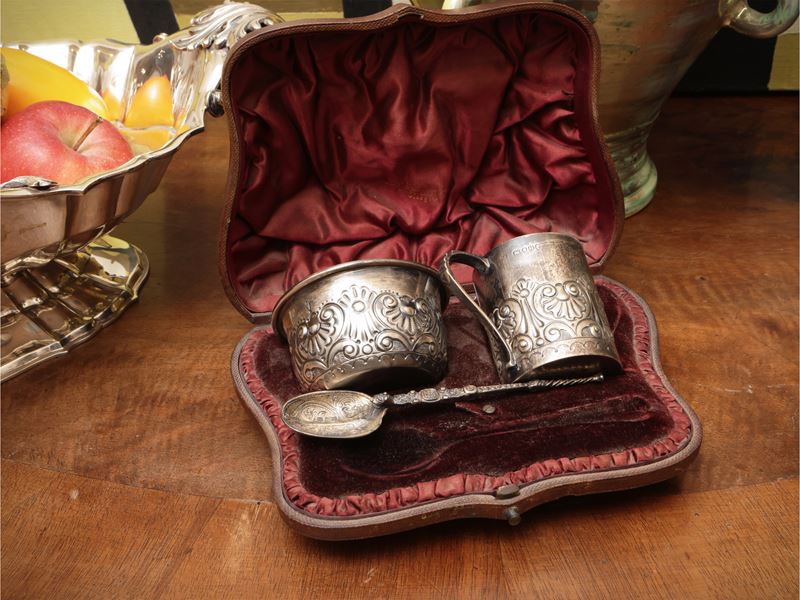 Set da bambino vittoriano in argento
