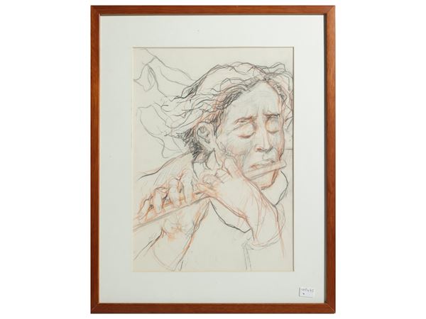 Figure playing the flute
