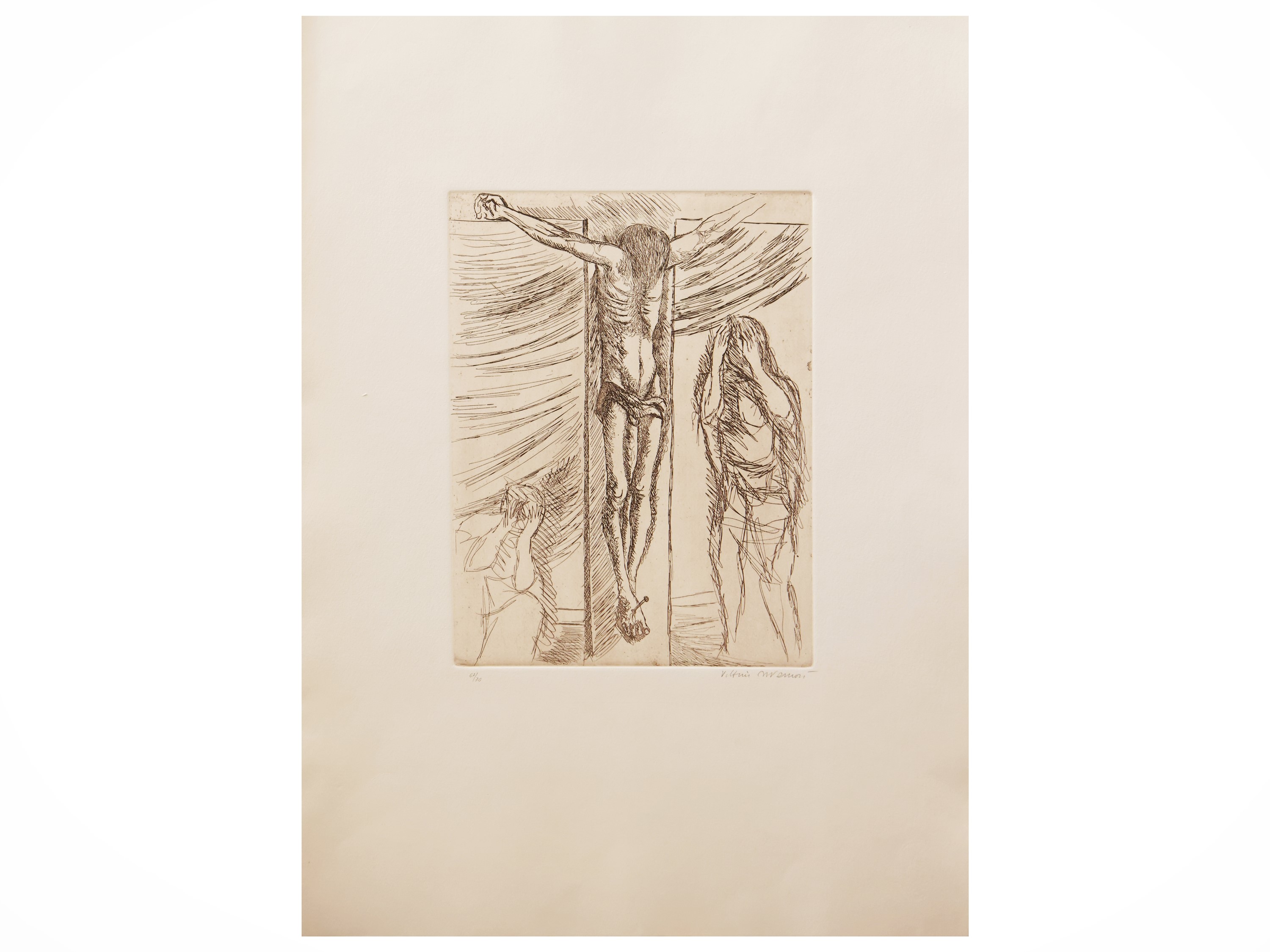 Vittorio Tavernari, Crocifissione; Giuliano Vangi, Studio per scultura; Ernesto Treccani, Margher...