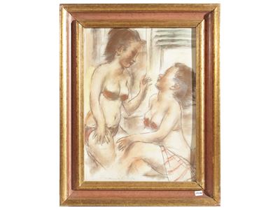 Bagnanti, tecnica mista su carta