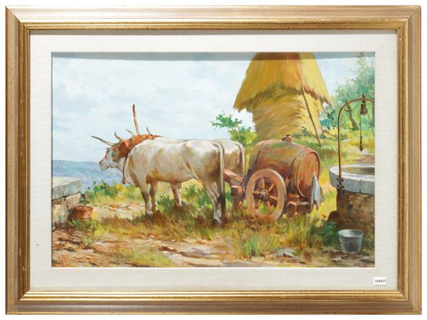 Aldo Affortunati : Buoi  - Asta Asta di Natale - Maison Bibelot - Casa d'Aste Firenze - Milano