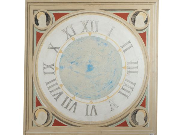 Copista della fine del XX secolo - Clock dial inspired by the fresco of the Florence Cathedral created by Paolo Uccello