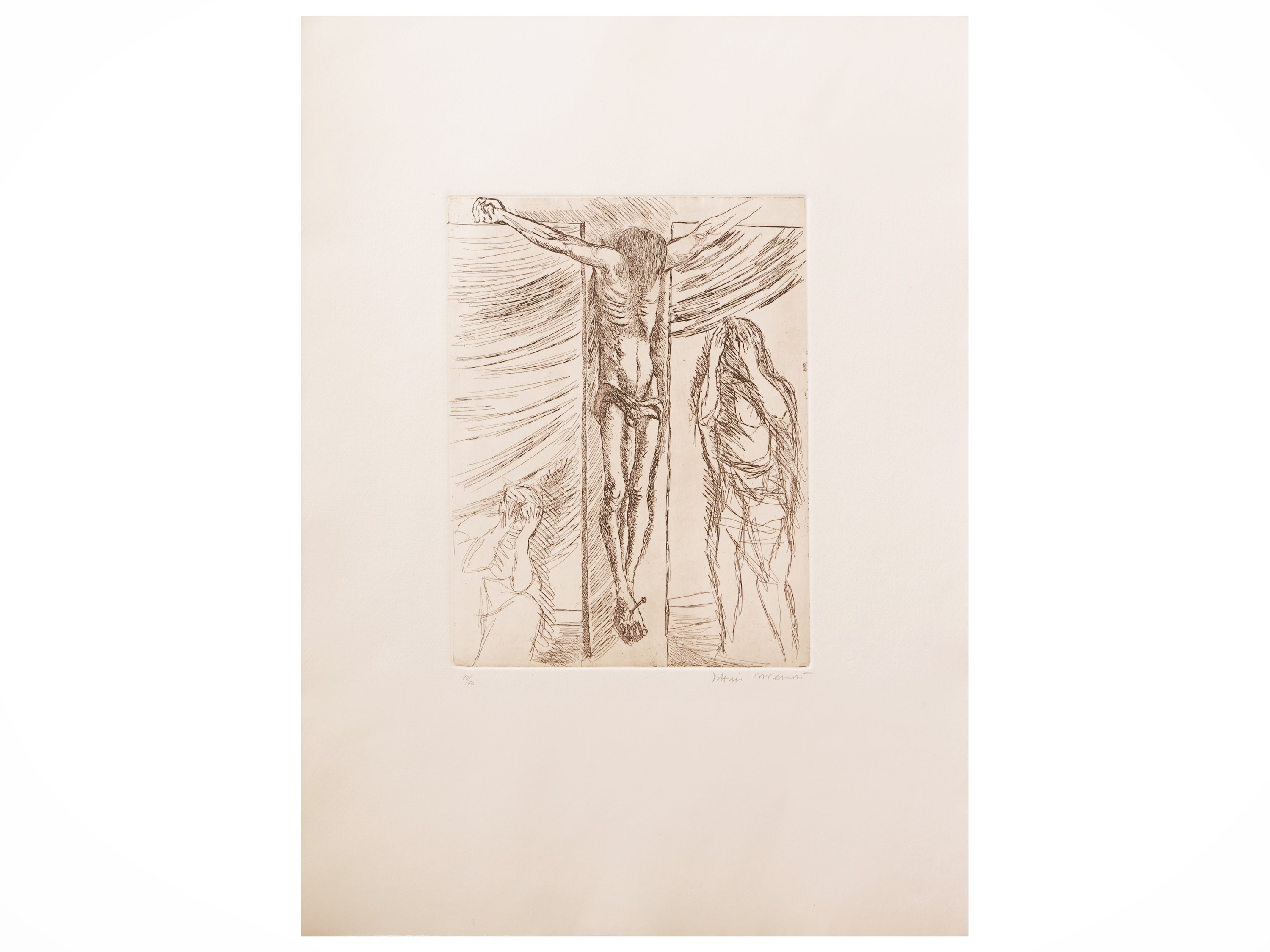 Vittorio Tavernari, Crocifissione; Augusto Perez, Acquaforte; Giuliano Vangi, Studio per scultura...