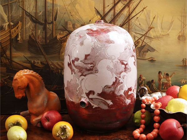 Paolo Staccioli - Grande vaso in ceramica a lustro 1995