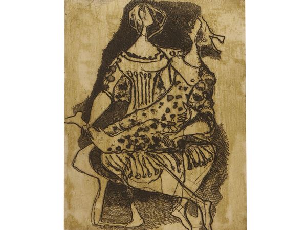 Luciano Minguzzi : Due figure in poltrona  - Auction Works on Paper - Maison Bibelot - Casa d'Aste Firenze - Milano