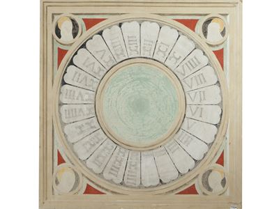 Quadrante di Orologio Ispirato All'affresco del Duomo di Firenze Realizzato da Paolo Uccello